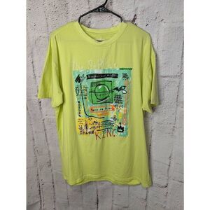 Bleecker Mercer T-Shirt Mens 3XL Yellow Short Sleeve Graphic Casual Cotton Stret